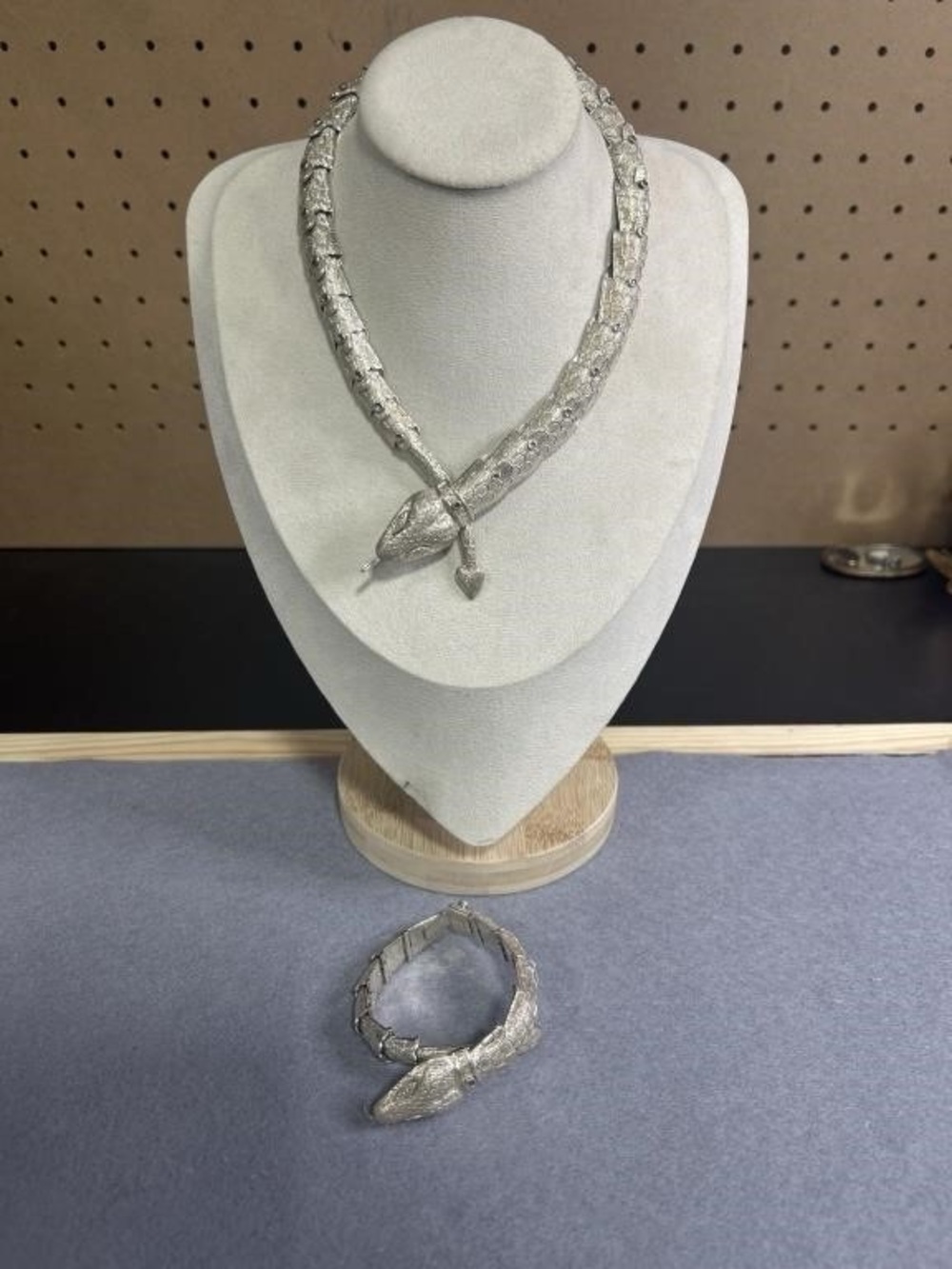 Sterling Silver Snake Necklace & Bracelet Set 925 Mexico TL-21 Heavy 154g